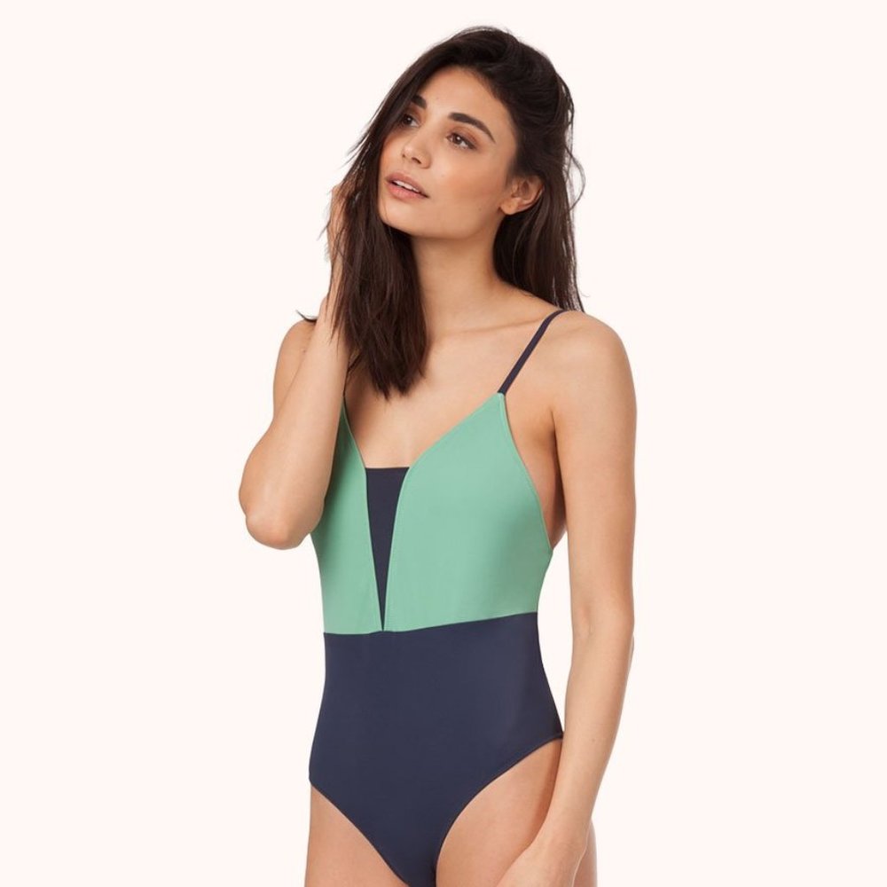 Lively The V One Piece Colorblock Mint Navy